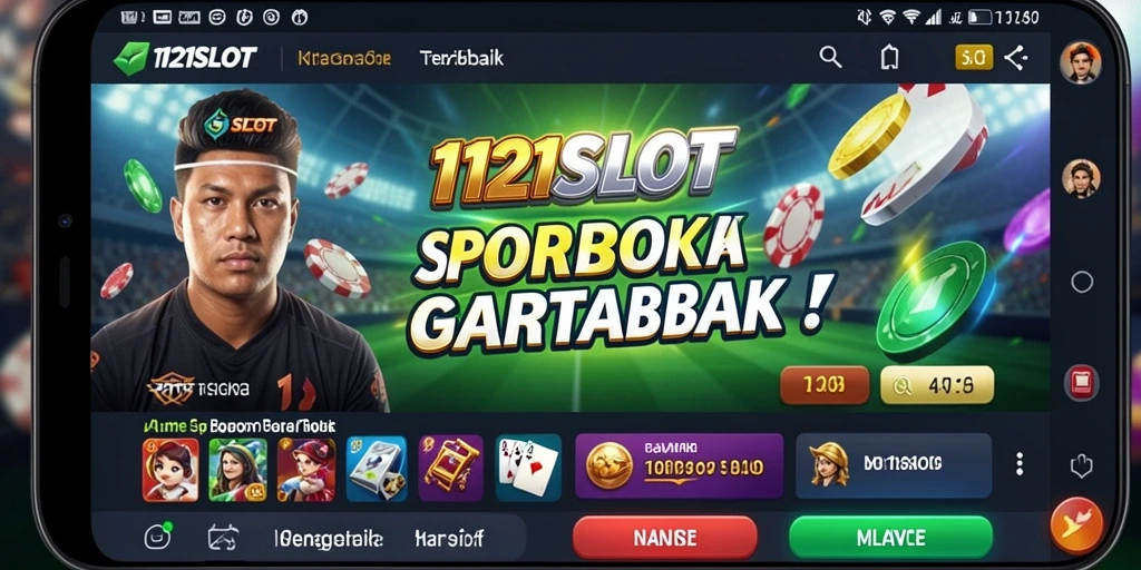 Tangkapan layar utama 1121SLOT menampilkan desain antarmuka yang menarik dan fitur taruhan.