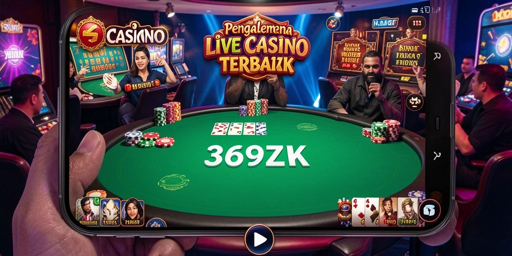 Screenshot permainan Live Casino di 369ZK menampilkan dealer yang profesional dan suasana kasino yang realistis.