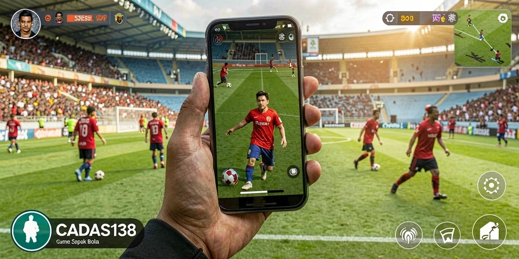 Menampilkan aksi seru dari gameplay CADAS138 di lapangan sepak bola.