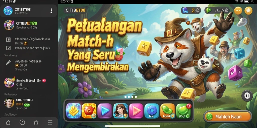 Tangkapan layar gameplay CITIBET88 yang menampilkan aksi Match-3 yang seru.