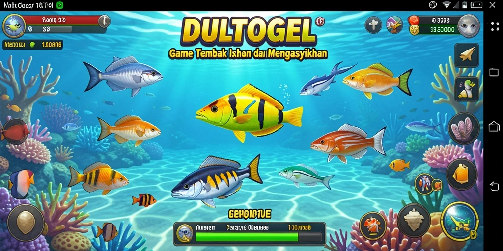 Gameplay seru DULTOGEL saat menembak berbagai ikan laut.