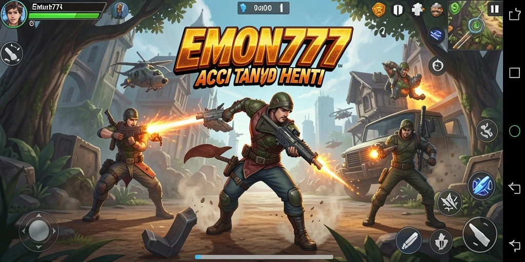 Tampilan dinamis dari gameplay seru EMON777 saat bertempur.