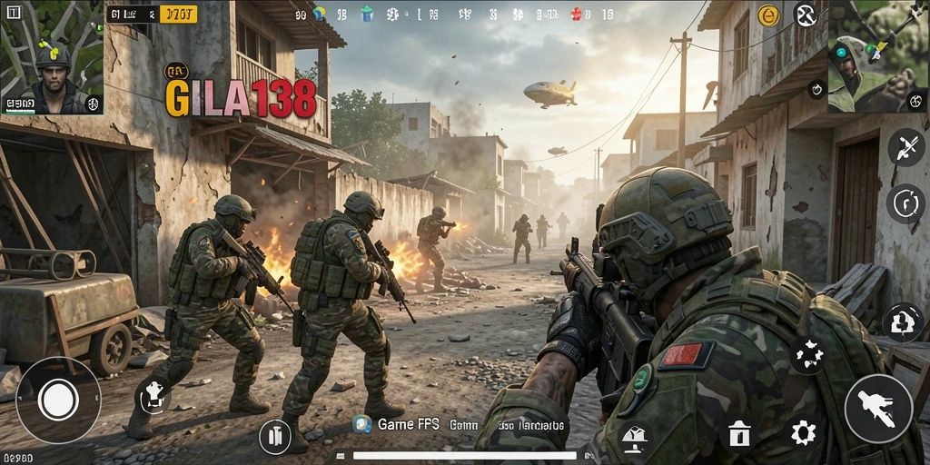 Tangkapan layar GILA138 menampilkan aksi seru dalam pertempuran FPS.