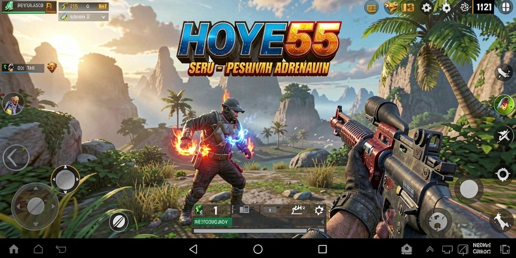 Tampilan seru gameplay HOYE55 dengan pertempuran yang intens.