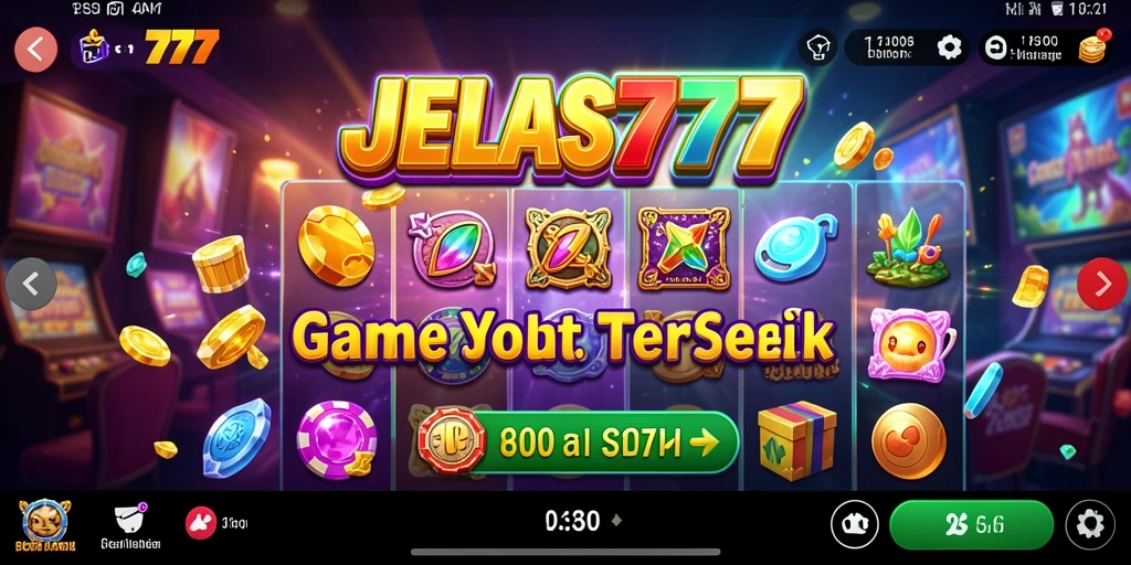 Tampilan gameplay Slot JELAS777 yang menarik dan penuh warna.