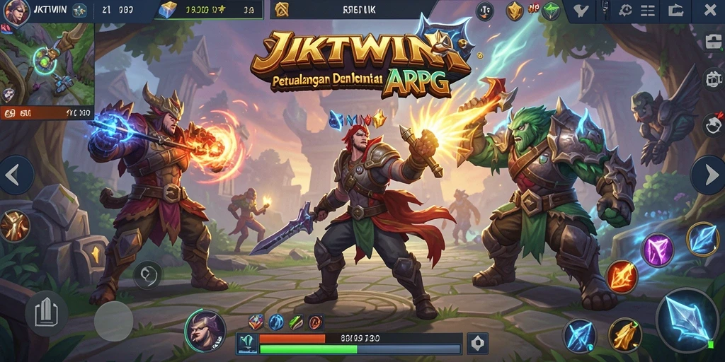 Tampilan gameplay seru dalam JKTWIN dengan aksi pertarungan yang dinamis.