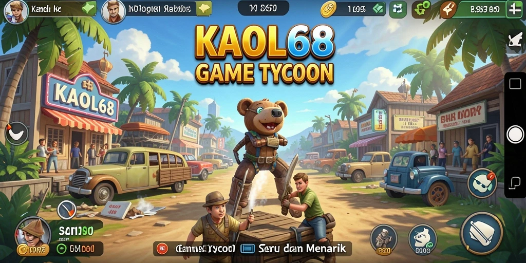 Tampilan gameplay KAOL68 yang menampilkan manajemen bisnis Tycoon.