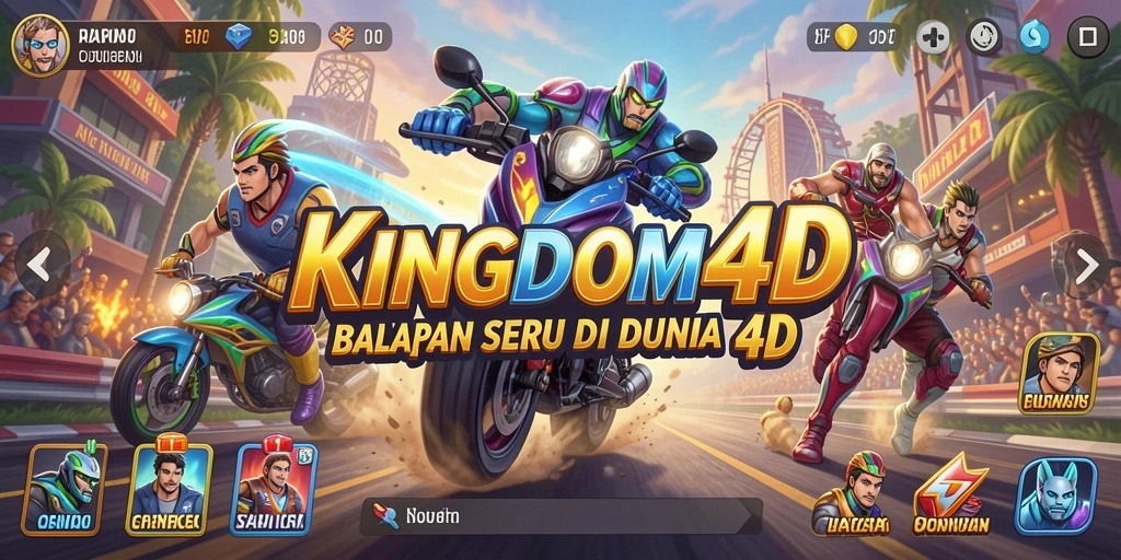 Tampilan gameplay balapan yang intens dan penuh aksi di KINGDOM4D.