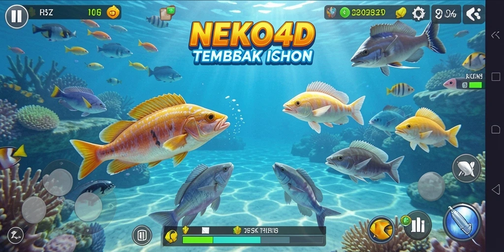 Gameplay menembak ikan yang seru dan penuh aksi.