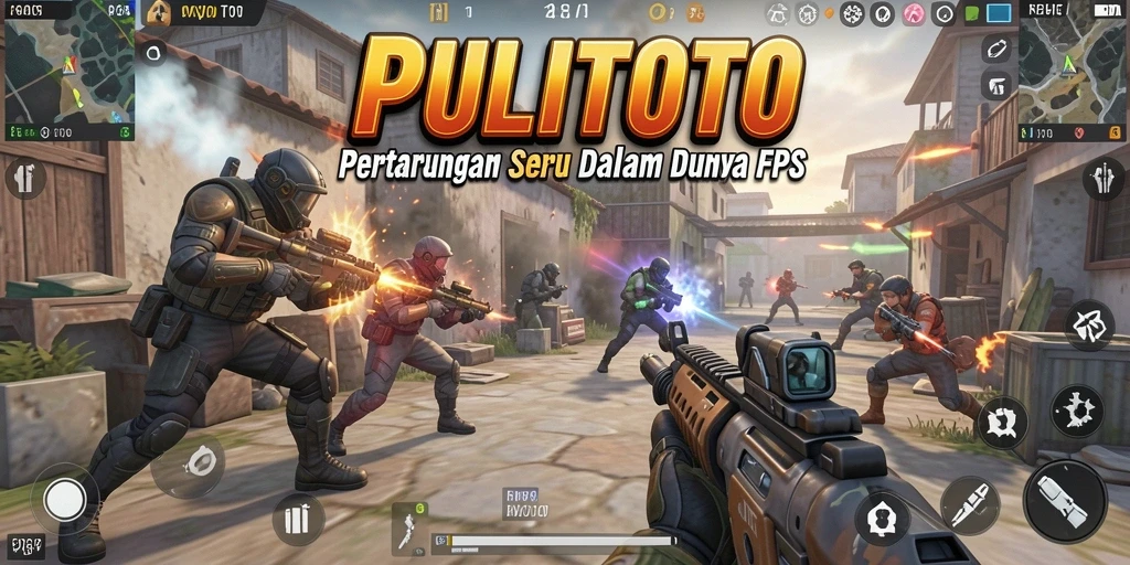 Tangkapan layar menunjukkan aksi seru dalam game FPS PULITOTO.