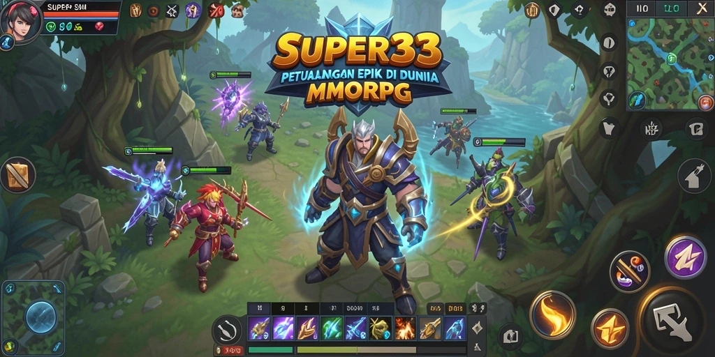 Screenshot gameplay SUPER33 yang menampilkan aksi seru dalam pertempuran MMORPG.